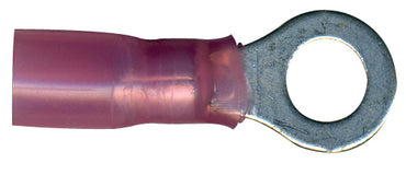 Heat Shrink & Crimp Red Ring Terminal 8 Gauge 1/4 Stud - 10 Pack